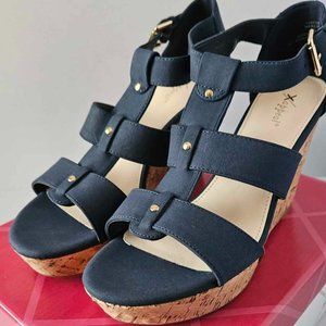 Xappeal Womens' Marlie Wedge Sandal - Navy - Size 10